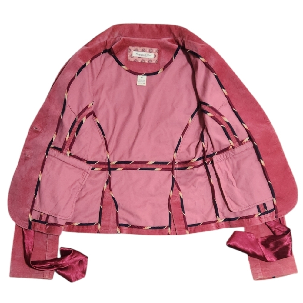 Abercrombie Vintage Strawberry Pink Babydoll Jacket With Satin Tie - Picture 6 of 7